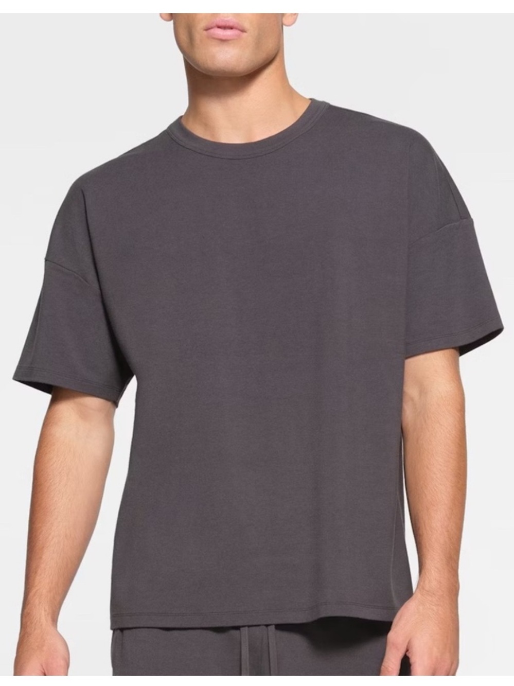 SKIMS Men Cotton Jersey Lounge Relaxed T Shirt Ash Grey